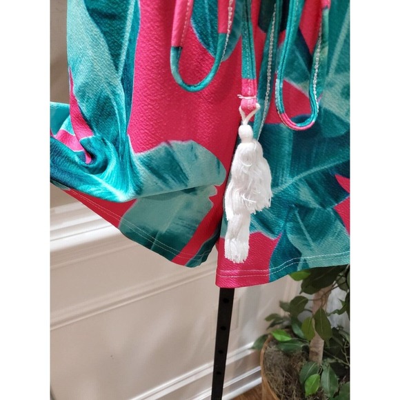 Famulily Women's Pink & Blue 100% Polyester V-Neck 3/4 Sleeve Casual Romper L - Picture 5 of 11